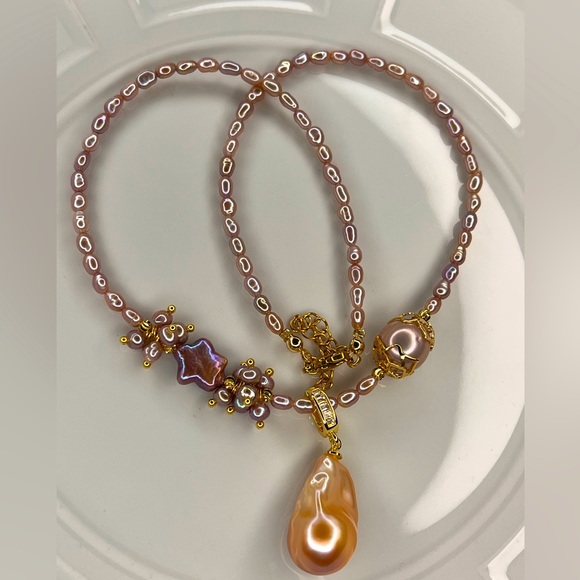 Jewelry - Gorgeous! Handmade Freshwater Edison Keshi Flameball Removable Pendant Necklace